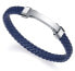 Men´s leather bracelet with steel detail Air 15109P01013 blue, steel - фото #1