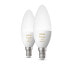 Signify Philips Hue White ambience Candle - E14 smart bulb - (2-pack) - Smart bulb - White - Bluetooth/Zigbee - Integrated LED - E14 - Cool daylight - Warm white