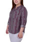Фото #3 товара Plus Size 3/4 Sleeve Roll Tab Y Neck Blouse