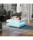 High Gloss Minimalist Design With Plug-In 16-Color LED Lights, 2-Tier Square Coffee Table