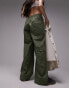 Topshop low rise y2k cargo trouser with eyelet details in khaki