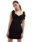 ASOS DESIGN sweetheart neck softline mini dress with bow detail straps in black 36 - фото #2