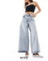 Noisy May Petite wide leg jeans in light wash denim