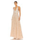 Women's Floral Embellished Halter Strap A Line Gown