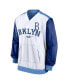 Men's White, Light Blue Los Angeles Dodgers Rewind Warmup V-Neck Pullover Jacket