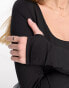 Фото #6 товара NA-KD x Moa Mattsson long sleeve body in black