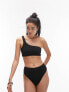 Фото #2 товара Topshop mix and match high waist bikini bottoms in black rib