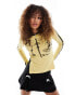 Фото #1 товара Basic Pleasure Mode miriam split hem long sleeve printed top in yellow