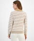 Women's Striped Johnny Collar Long-Sleeve Sweater