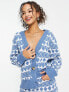 Фото #3 товара Pieces cardigan co-ord in blue & white argyle print