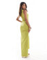 Murci drape detail cut out high neck maxi dress in lime