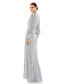 Фото #2 товара Women's Sequined Wrap Over Bishop Sleeve Gown
