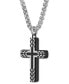 Black Diamond Cross 22" Pendant Necklace (1/5 ct. t.w.) in Stainless Steel & Black Ion-Plate, Created for Macy's