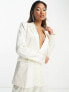 Фото #1 товара Y.A.S Bridal devore satin tailored blazer co-ord in white