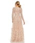 ფოტო #3 პროდუქტის Women's Disc Embellished Sequin Gown with Feather Detail