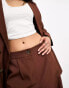 Фото #3 товара Miss Selfridge slouchy dad trouser in brown - BROWN - BROWN