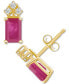 Ruby (1-3/8 ct. t.w.) & Diamond (1/8 ct. t.w.) Crown Stud Earrings in 14k Gold (Also in Emerald & Tanzanite)