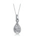 ფოტო #3 პროდუქტის White Gold Plated with Cubic Zirconia Door Knocker Love Knot Pendant Necklace