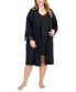 ფოტო #2 პროდუქტის Plus Size Lace-Trim Stretch Satin Robe, Created for Macy's