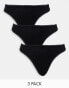 Фото #1 товара ASOS DESIGN 3 pack cotton high leg thong with dipped front in black