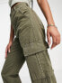 Stradivarius Petite straight leg cargo trouser in khaki