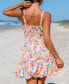 Women's Watercolor Floral Plunging Sleeveless Mini Beach Dress