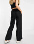 Selected Femme linen blend wide leg trouser in black