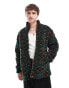 Wrangler diamond print borg sherpa jacket in dark green