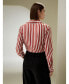 ფოტო #2 პროდუქტის Classic Striped Silk Shirt for Women