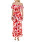 ფოტო #2 პროდუქტის Juniors' Off-the-Shoulder Printed Satin Gown