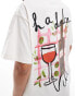 Фото #3 товара ASOS DESIGN oversized t-shirt with wine back print in cream