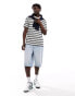 Selected Homme oversized textured t-shirt in navy and white stripe