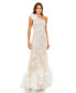 Women's Beaded Strappy One Shoulder Petal Mermaid Gown