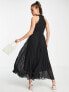 Фото #2 товара Style Cheat high neck pleated midaxi dress in black