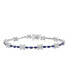 grown Blue Sapphire and grown White Sapphire Bracelet in Sterling Silver