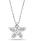 Фото #1 товара Cubic Zirconia Star Flower Pendant Necklace in Sterling Silver, 16" + 2", Created for Macy's