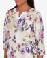 ფოტო #5 პროდუქტის Charm School Women's Embellished Keyhole Floral Textured Top