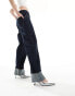 Mango straight leg turn up jeans in dark blue