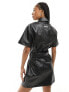 Фото #3 товара HUGO Kerve-1 leather look dress in black