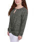 ფოტო #3 პროდუქტის Petite Long Sleeve Knit Keyhole Top