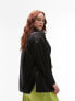 Topshop Curve satin oversized shirt in black