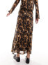 Vero Moda abstract mesh maxi skirt co-ord in brown