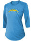 ფოტო #3 პროდუქტის Women's Justin Herbert Powder Blue Los Angeles Chargers Team Player Name Number Tri-Blend Raglan 3/4 Sleeve T-shirt