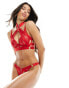 Фото #2 товара Hunkemoller Valentines Clementine lace and mesh strappy bra with hardwear detail in red