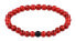 Beaded bracelet of red howlite and onyx