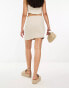 NA-KD linen slit detail mini skirt in beige