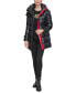 Karl Lagerfeld Womens Shine Hooded Short Belted Puffer Coat