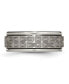 Titanium Brushed Laser Design Ridged Edge Wedding Band Ring