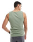 ASOS DESIGN muscle fit rib vest in light green