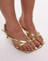 Topshop Wide Fit Issy toe post strappy heeled sandals in gold lizard Gold Eidechse, 37 - фото #4